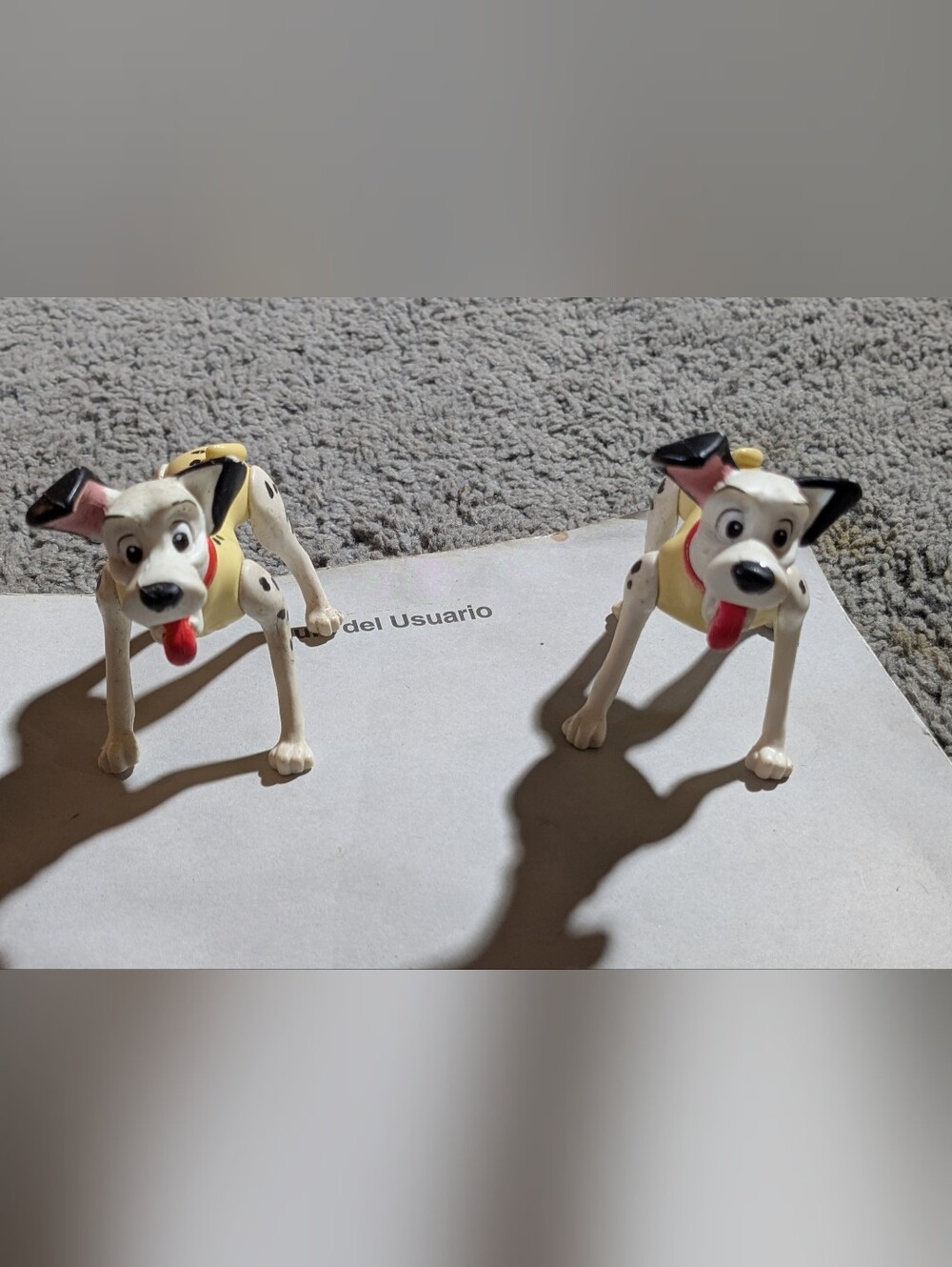 Vintage Pair Plastic Pongo Disney 101 Dalmatians Cream & White Figurines